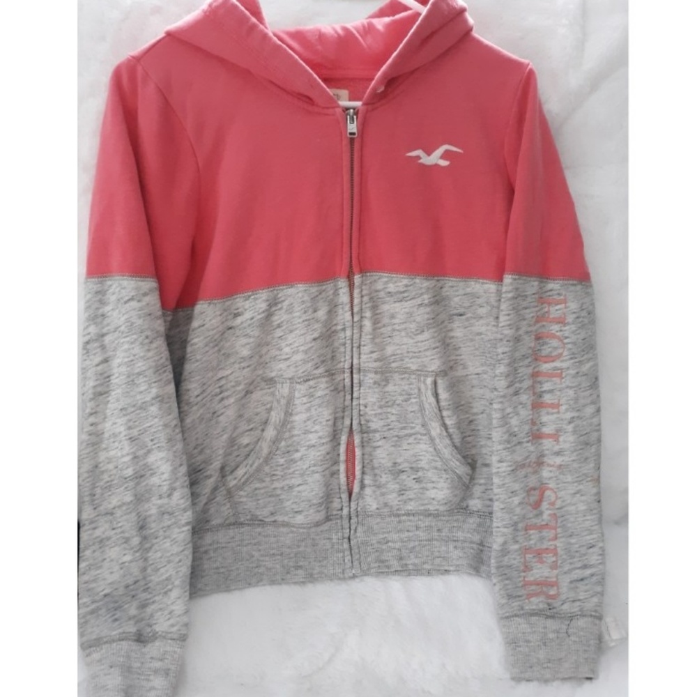 Hollister pink zip up hoodie